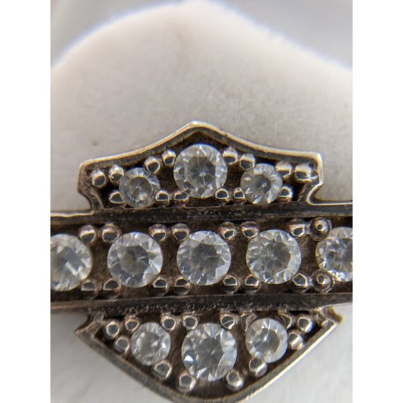 Sterling Silver 925 Harley Davidson Stud Post Earrings Cubic Zirconia - Picture 11 of 16